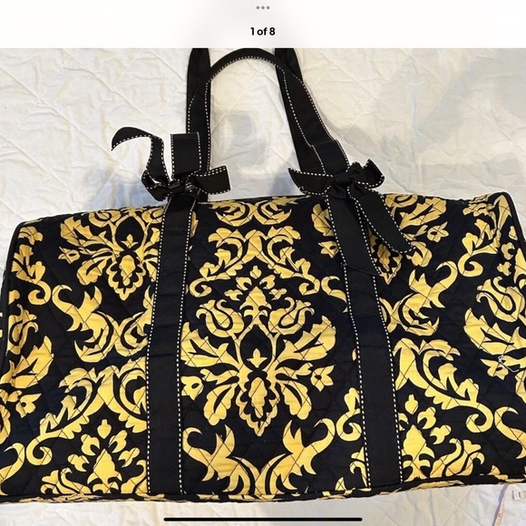 Belvah Quilted Chic Black and Yellow Women's Travel Bag - Picture 2 of 7